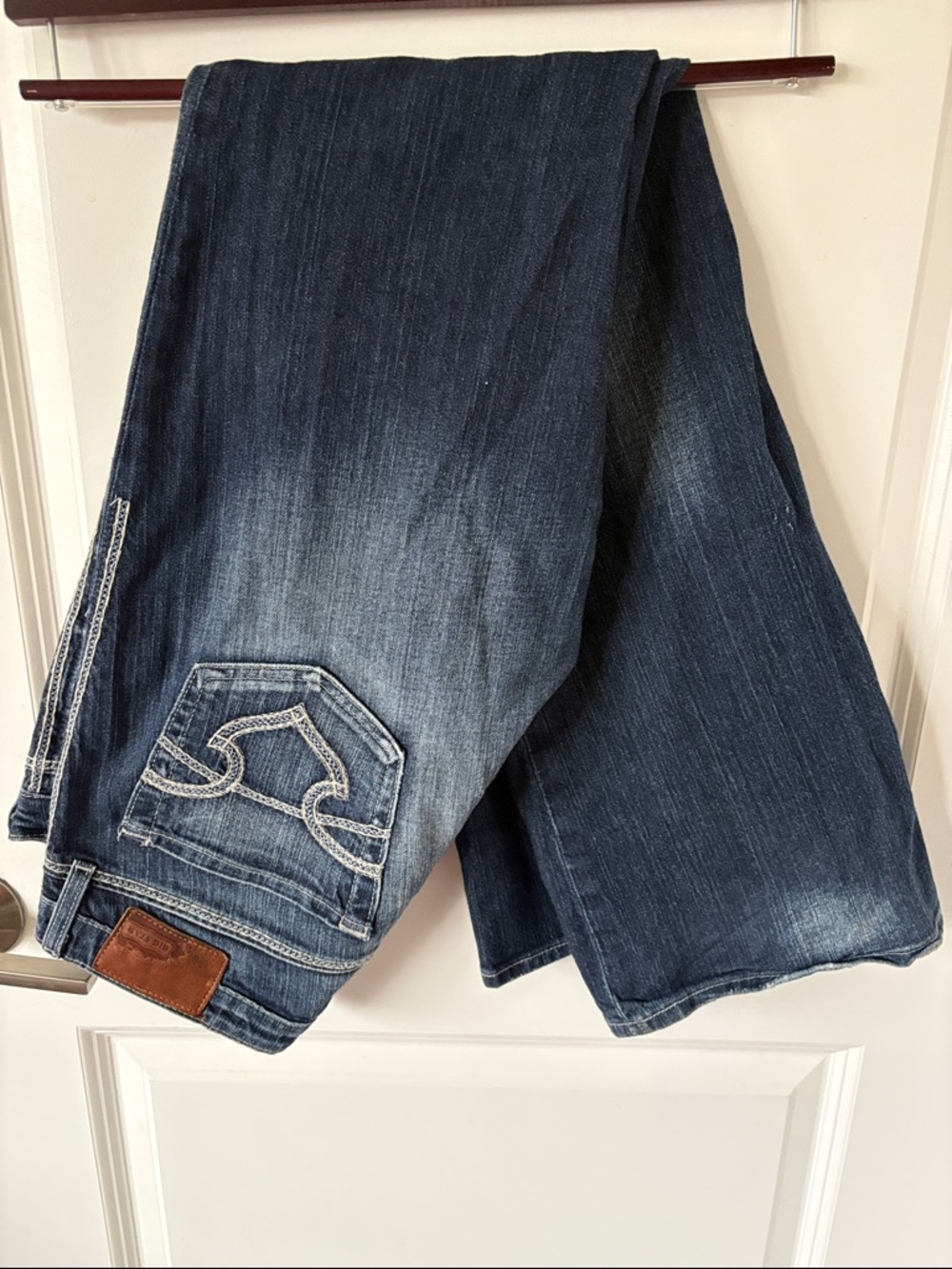 Big Star Women's Dark Blue Flare Jeans - Faded Detail